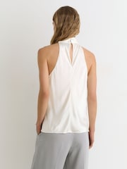 Reiss Ivory Kora Hammered-Silk Cowl-Neck Top - Image 4 of 5