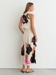 Reiss Ivory/Black Azalea Reiss | NYBG Butterfly-Print Midi Dress - Image 6 of 7