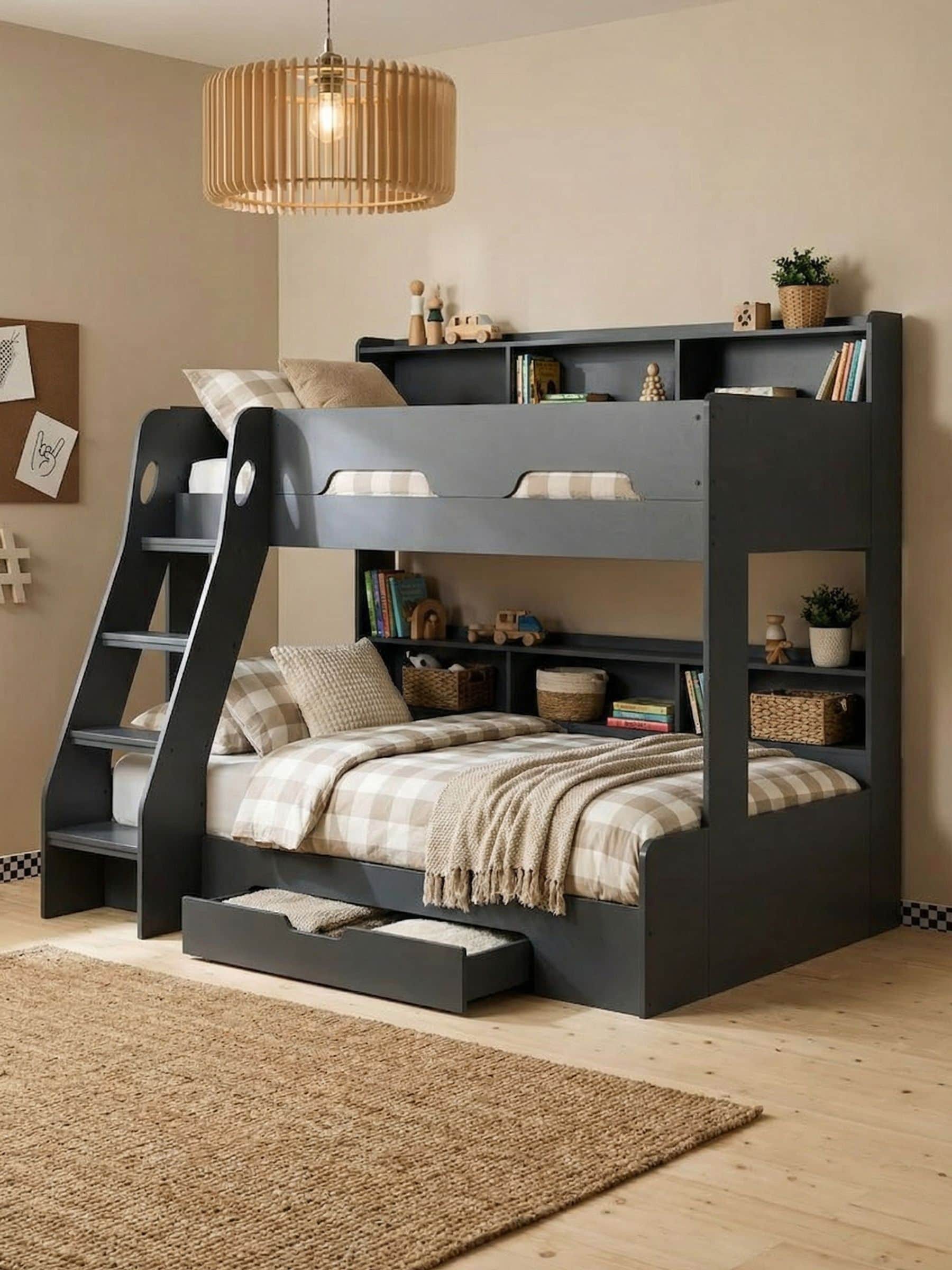 Julian Bowen Unisex Anthracite Orion Triple Sleeper Bunk Bed