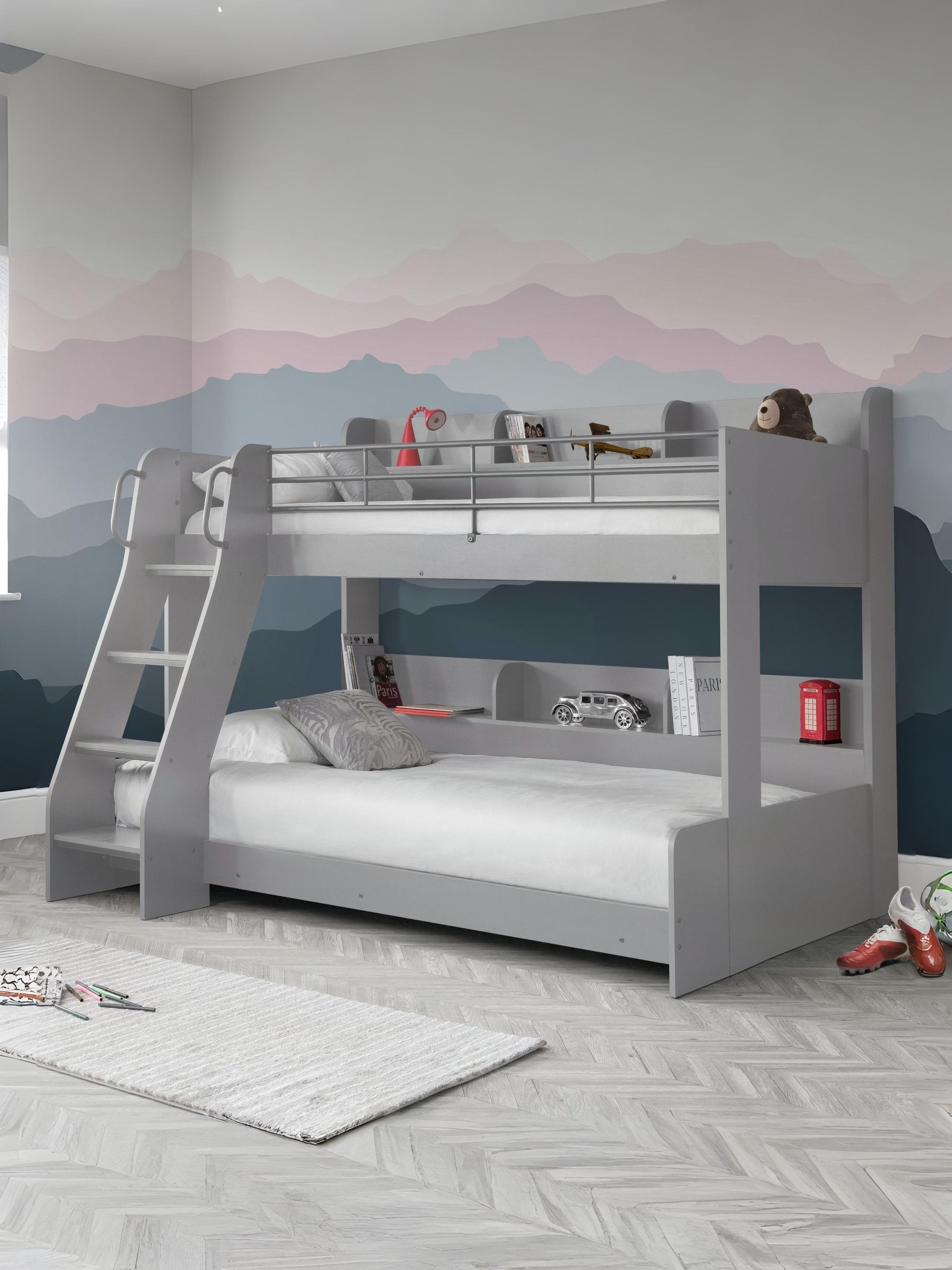 Julian Bowen Domino Light Grey Triple Sleeper Bunk Bed - Kids Bed - Grey - Image 5