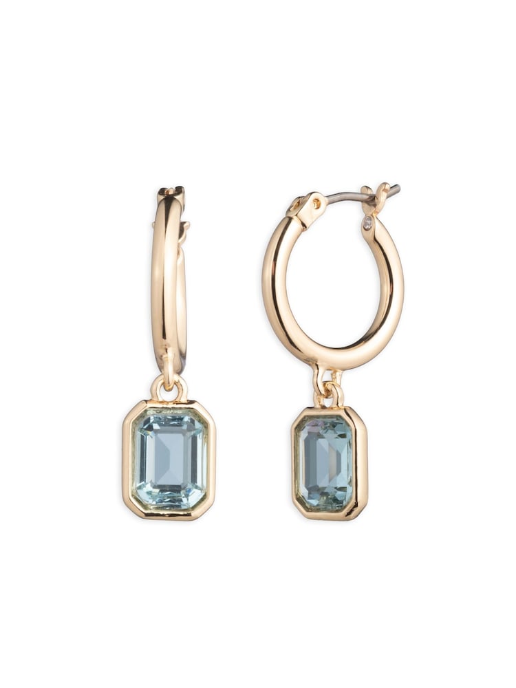 Lauren Ralph Lauren Gold Tone Aqua Strong Huggie Hoop Earrings - Image 1 of 2
