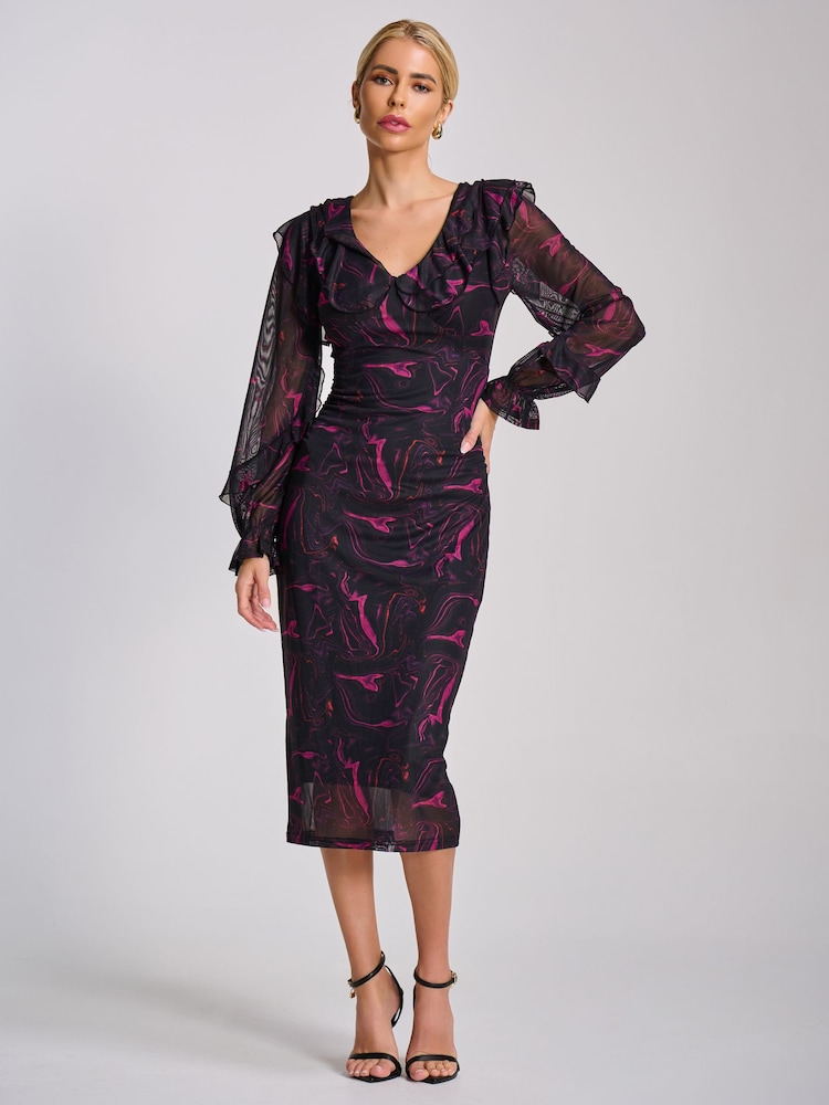 long sleeve mesh bodycon dress Brown mesh bodycon maxi dress