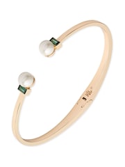 Lauren Ralph Lauren Gold Tone Pearl & Erinite Open Cuff Bangle - Image 1 of 2