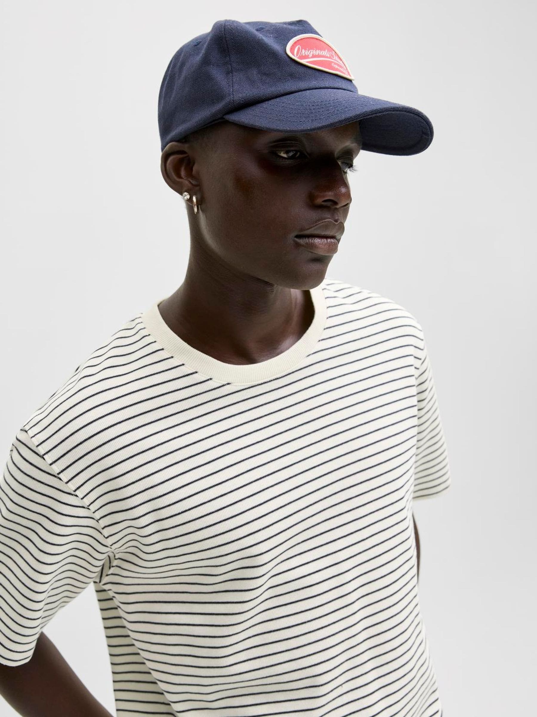 Jack & Jones Men's White Striped Knitted T-Shirt