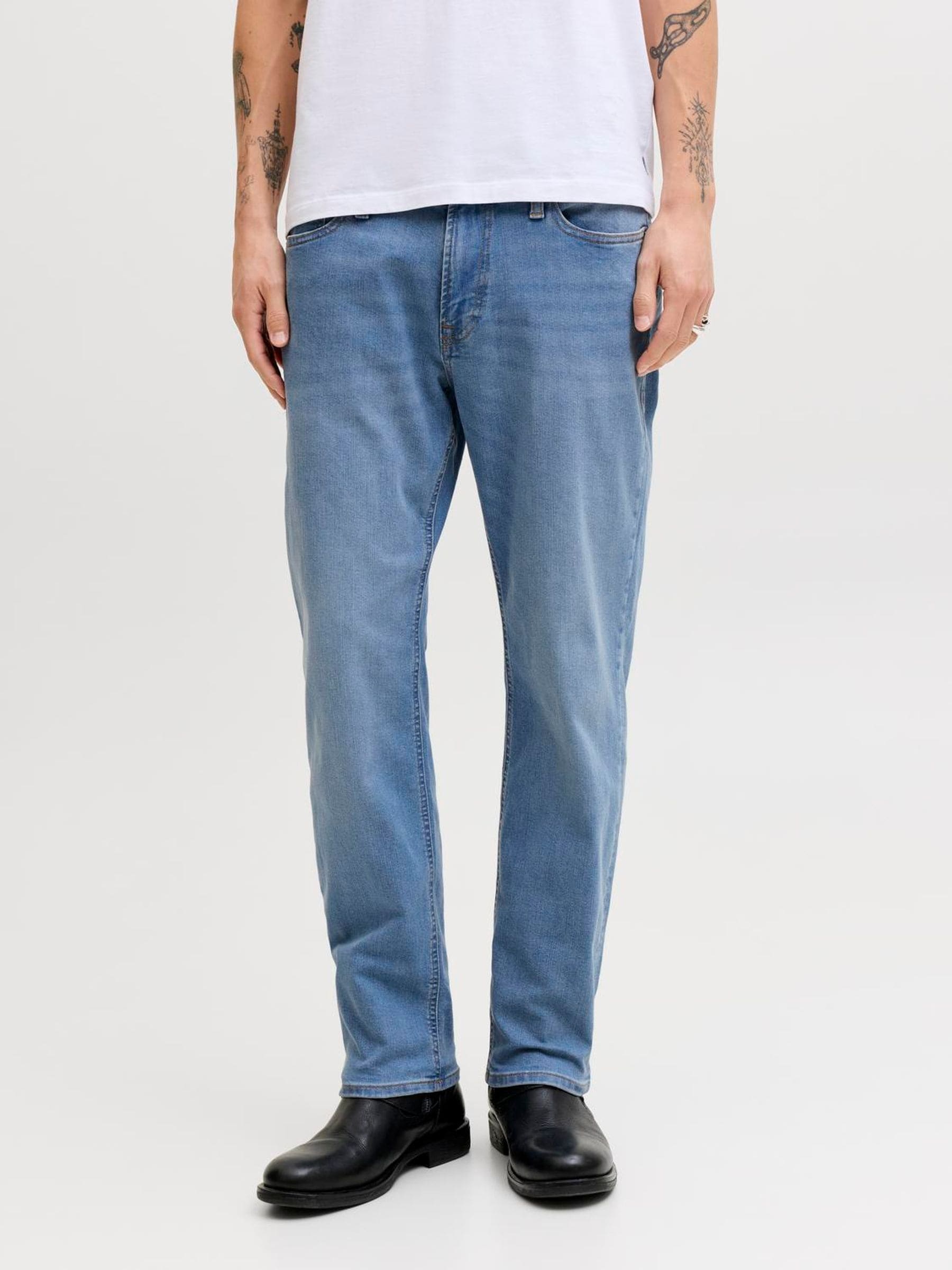 Jack & Jones Men's Washed Blue Clark Straight Fit Jeans - Image 5