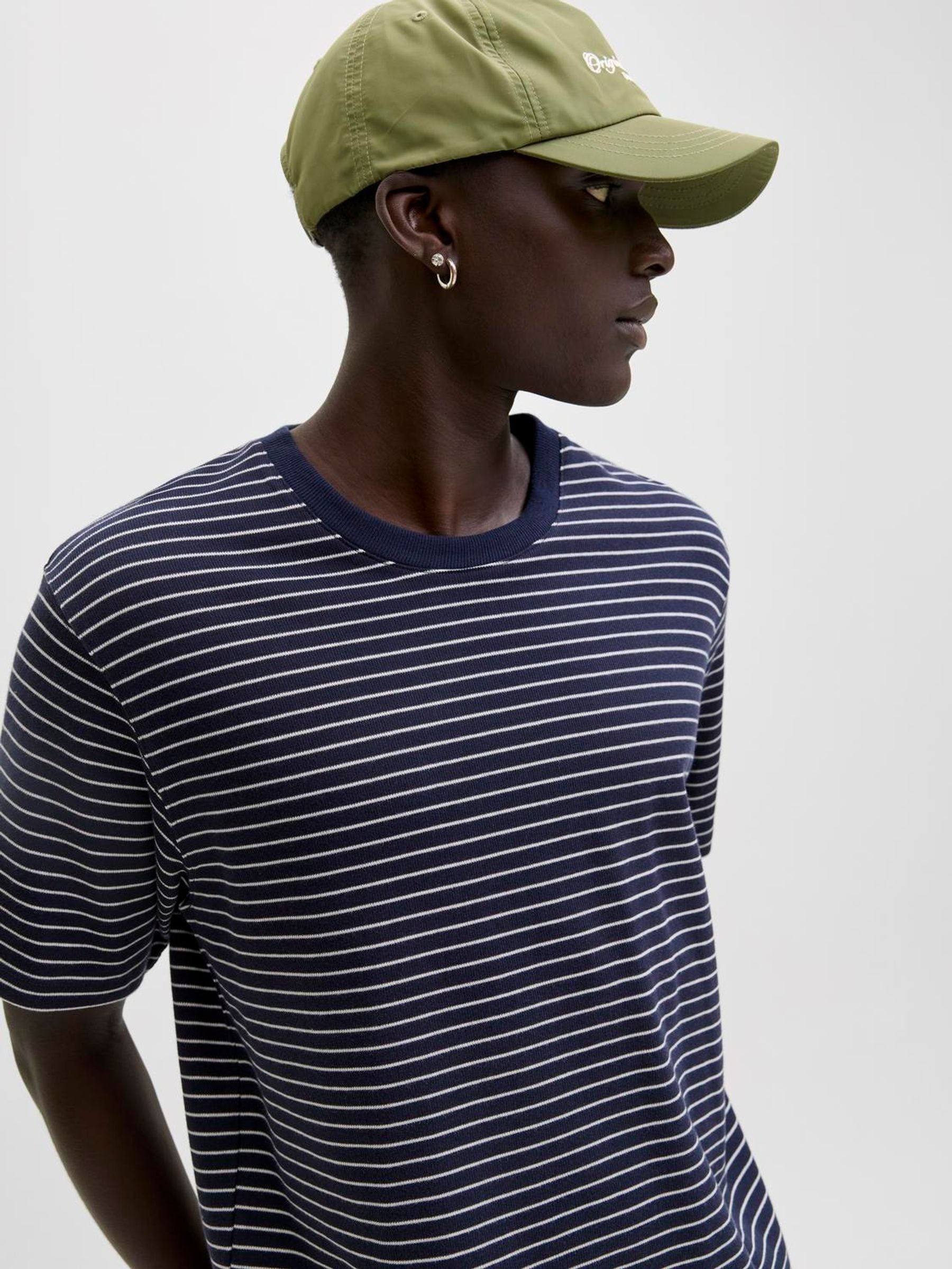 Jack & Jones Men's Blue Striped Knitted T-Shirt