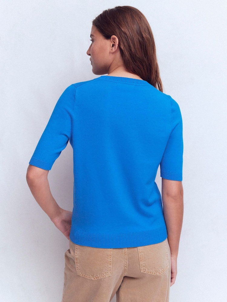 Boden Blue Emilia Cotton Crew Neck T-Shirt - Image 2 of 6