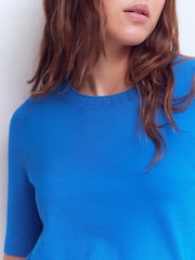 Boden Blue Emilia Cotton Crew Neck T-Shirt - Image 3 of 6