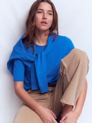 Boden Blue Emilia Cotton Crew Neck T-Shirt - Image 4 of 6