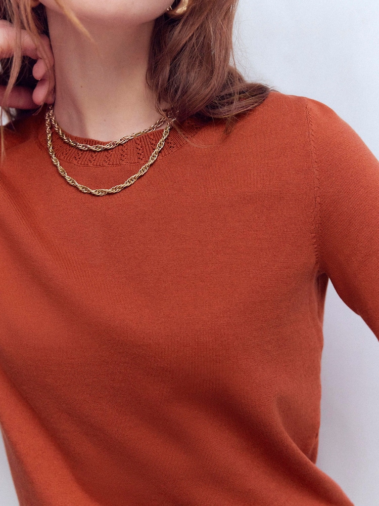 Boden Brown Emilia Cotton Crew Jumper - Image 2 of 6 Boden Brown Emilia Cotton Crew Jumper - Image 2 of 6