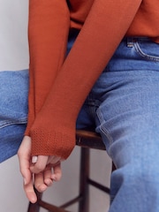 Boden Brown Emilia Cotton Crew Jumper - Image 4 of 6