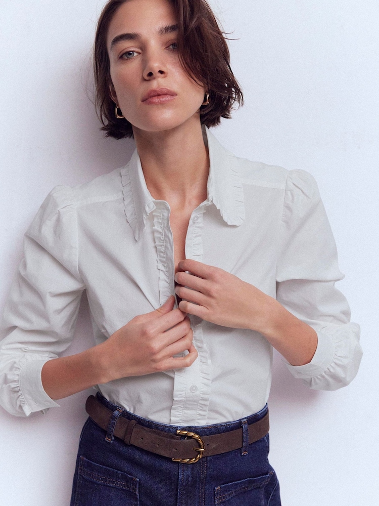 Boden White Cara Cotton Shirt - Image 2 of 5