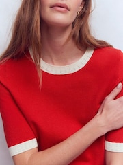 Boden Red Emilia Cotton Crew Neck T-Shirt - Image 2 of 6