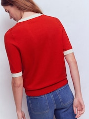 Boden Red Emilia Cotton Crew Neck T-Shirt - Image 3 of 6
