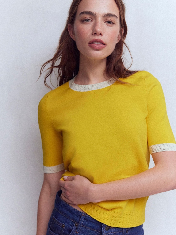Boden Yellow Emilia Cotton Crew T-Shirt - Image 1 of 6