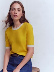 Boden Yellow Emilia Cotton Crew T-Shirt - Image 3 of 6