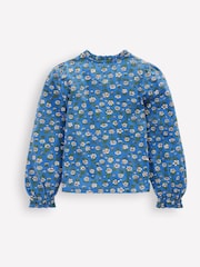 Boden Blue Smocked Jersey Blouse - Image 5 of 6