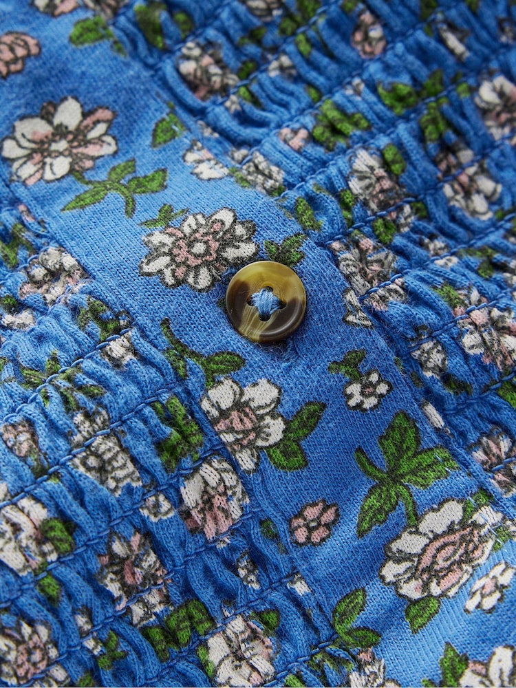 Boden Blue Smocked Jersey Blouse - Image 6 of 6