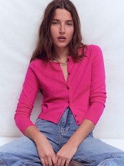 Boden Pink Emilia Cotton Cropped Cardigan - Image 1 of 6