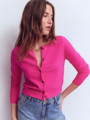 Boden Pink Emilia Cotton Cropped Cardigan - Image 2 of 6