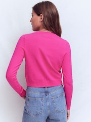 Boden Pink Emilia Cotton Cropped Cardigan - Image 3 of 6