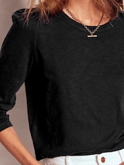 Boden Black Cotton Crew Long Sleeve Top - Image 2 of 5