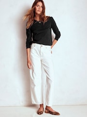 Boden Black Cotton Crew Long Sleeve Top - Image 4 of 5