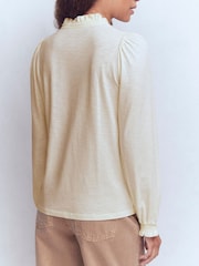 Boden Cream Effie Smocked Detail Shirt - Image 3 of 5