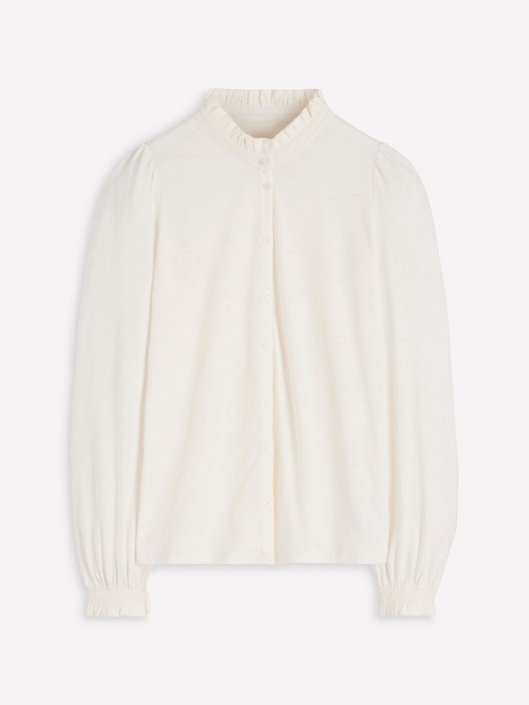 Boden Cream Effie Smocked Detail Shirt - Image 5 of 5