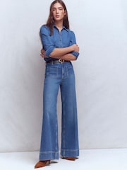 Boden Blue Patch Pocket Flare Jeans - Image 1 of 7