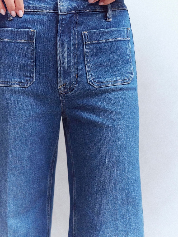 Boden Blue Patch Pocket Flare Jeans - Image 2 of 7