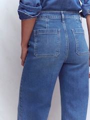 Boden Blue Patch Pocket Flare Jeans - Image 6 of 7
