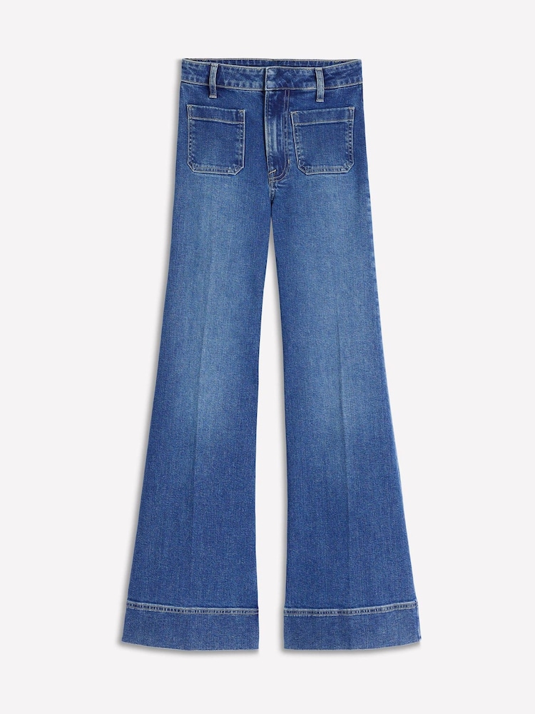 Boden Blue Patch Pocket Flare Jeans - Image 7 of 7