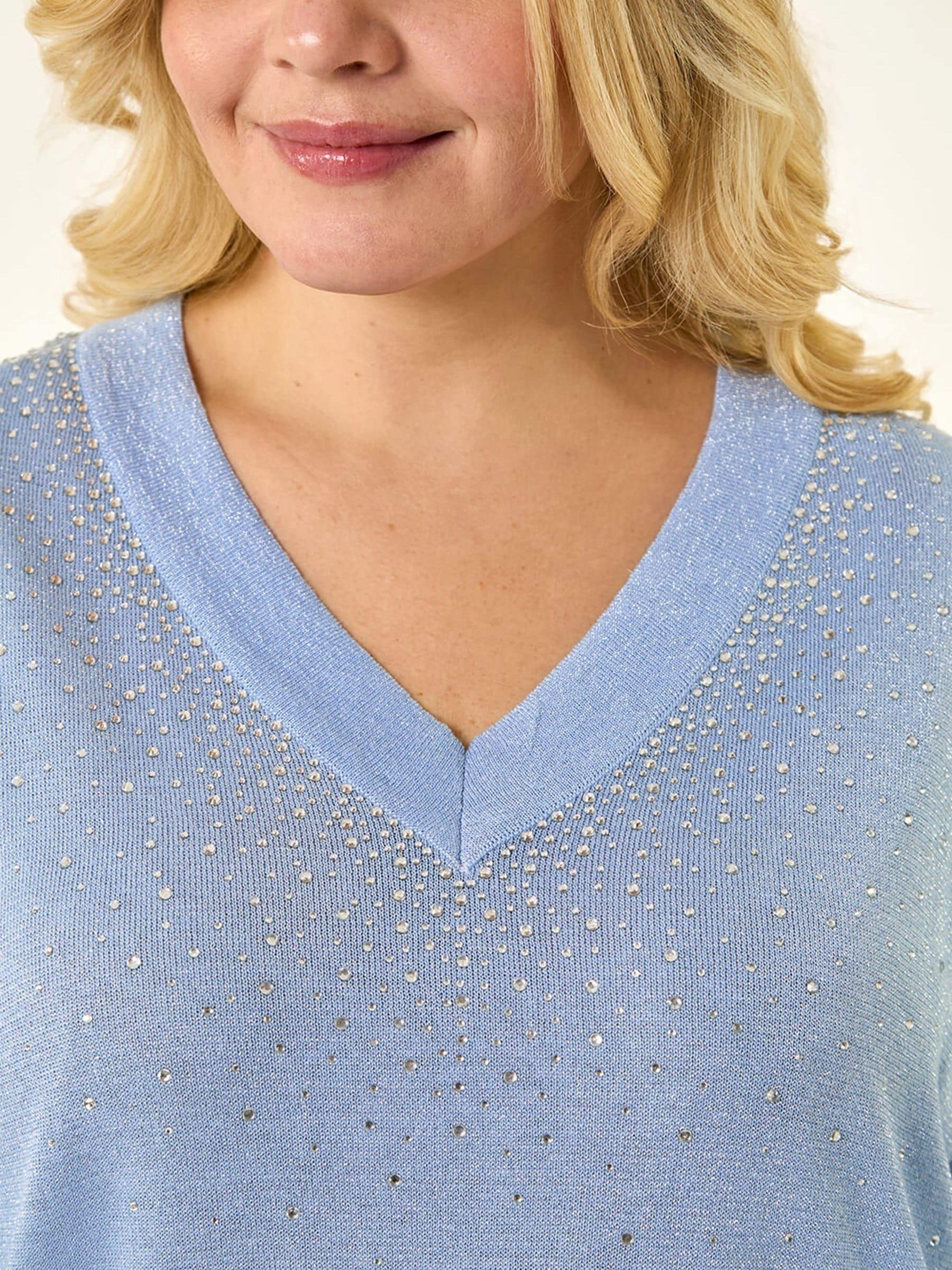 Buy Roman Blue Curve Shimmer Sparkly Knit Top from Next Romania