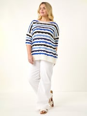 Roman Blue Curve Wave Stripe Jumper - Image 2 of 5
