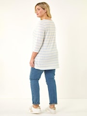 Roman Blue Curve Stripe Print Tunic Top - Image 3 of 5