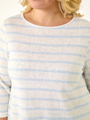 Roman Blue Curve Stripe Print Tunic Top - Image 5 of 5