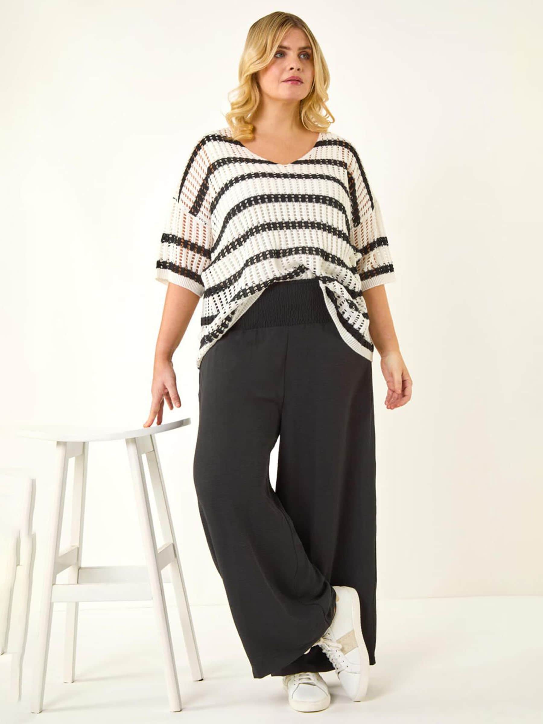 Roman Curve Women's Black Shirred Wide Leg Trouser Size 22/24 - Image 4