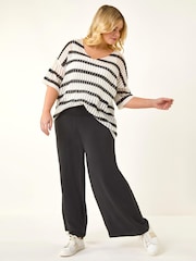 Roman Black Curve Shirred Wide Leg Trousers - Image 2 of 5