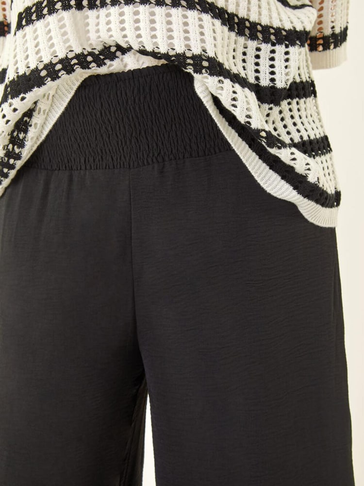 Roman Black Curve Shirred Wide Leg Trousers - Image 5 of 5