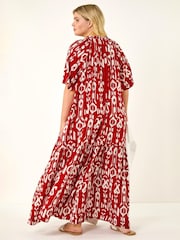 Roman Red Curve Printed Woven Maxi Dress - Image 3 of 5