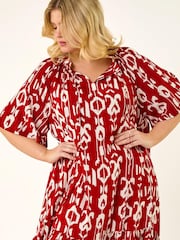 Roman Red Curve Printed Woven Maxi Dress - Image 4 of 5