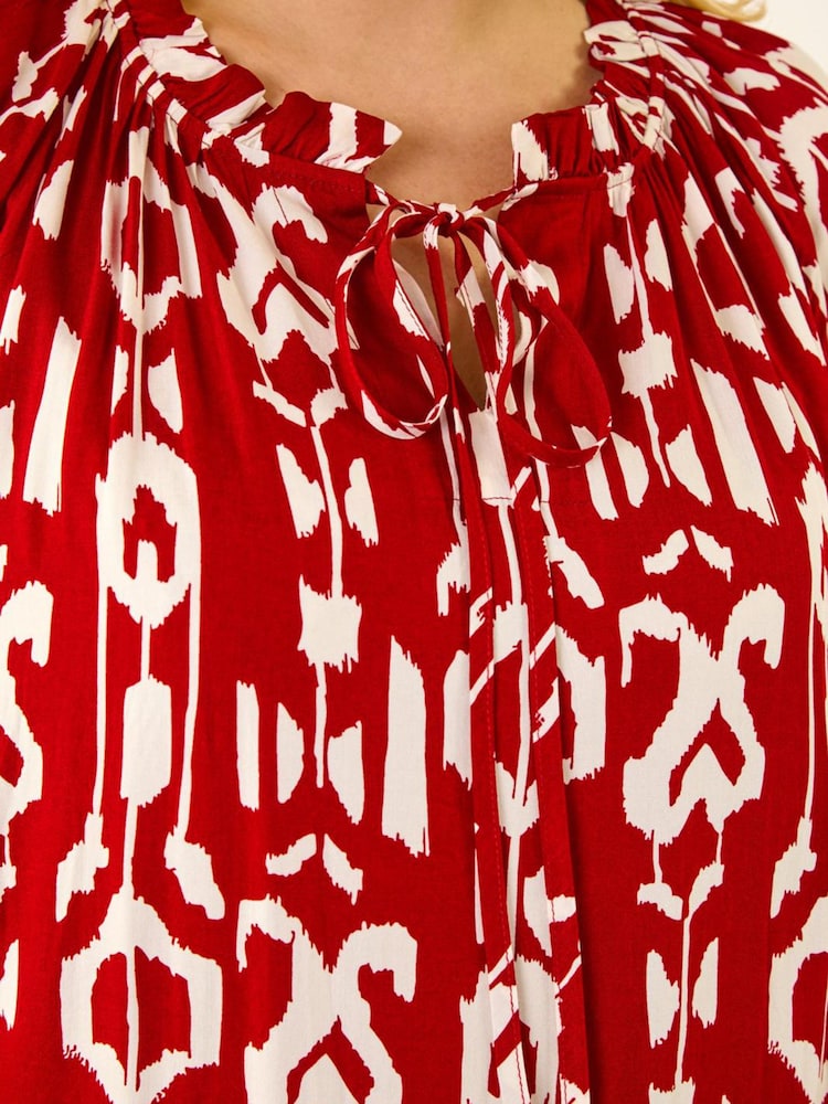 Roman Red Curve Printed Woven Maxi Dress - Image 6 of 6 Roman Red Curve Printed Woven Maxi Dress - Image 6 of 6