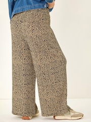 Roman Natural Curve Textured Animal Print Wide Leg Trousers - Image 3 of 5
