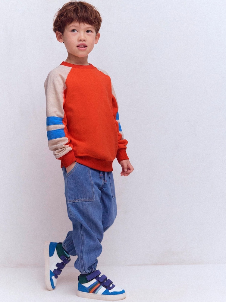 Boden Red Colourblock Sleeve Sweatshirt - Image 1 of 7 Boden Red Colourblock Sleeve Sweatshirt - Image 1 of 7