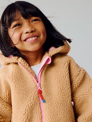 Boden Cream Relaxed Borg Zip-through - Image 1 of 6