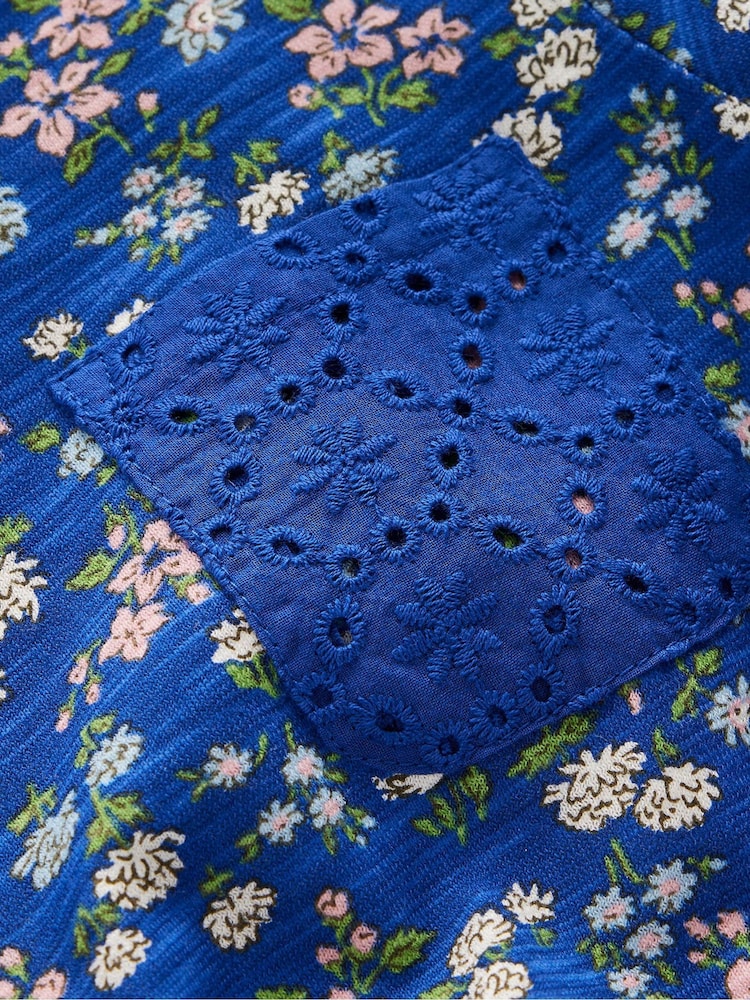Boden Blue Broderie Pocket Jersey Dress - Image 3 of 3