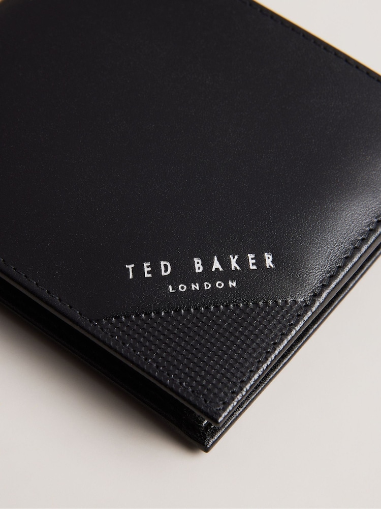 Ted Baker Black Prugs Embossed Corner Leather Bifold Coin Wallet - Image 2 of 4