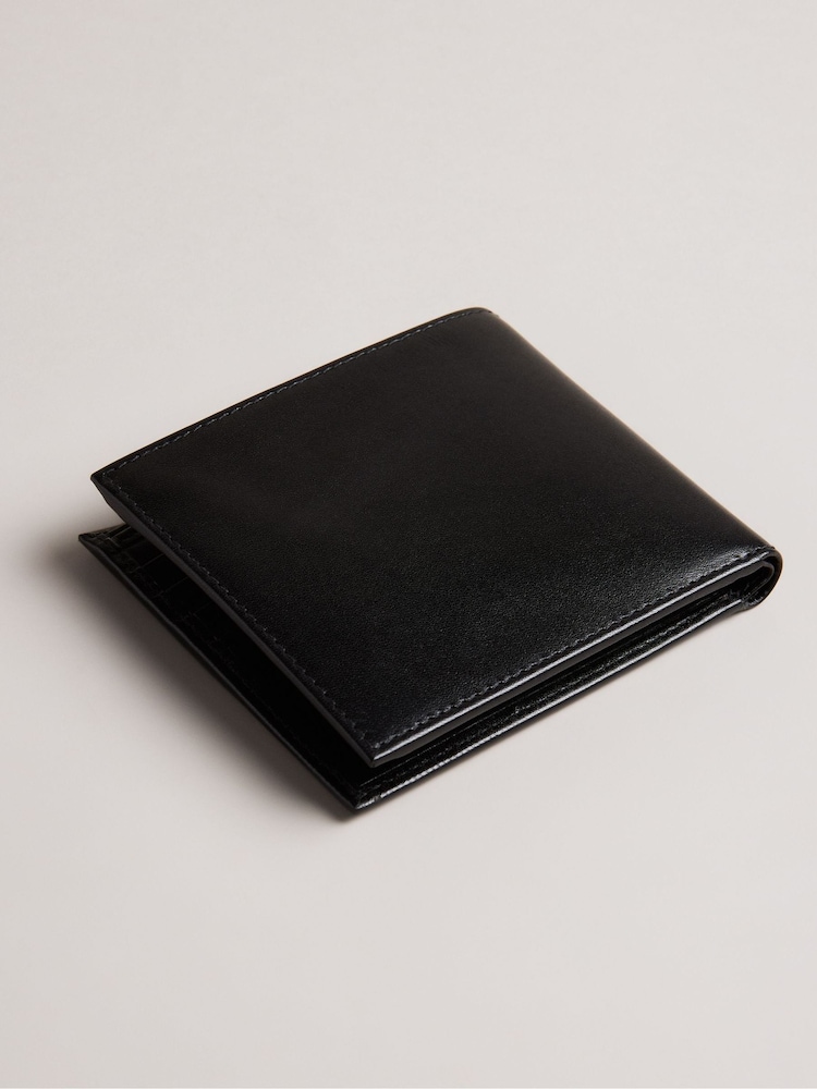 Ted Baker Black Prugs Embossed Corner Leather Bifold Coin Wallet - Image 4 of 4