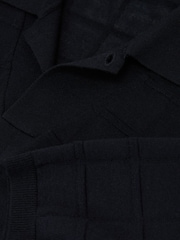 Reiss Navy Serval Check-Texture Short-Sleeve Polo Jumper with Wool - Image 6 of 6